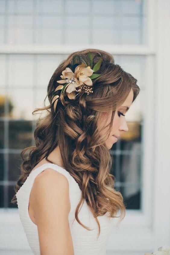 Medium Brown Mid-Back Curls With Twisted Sections And Accessory — Classy Bridesmaid Hairstyles Half Up