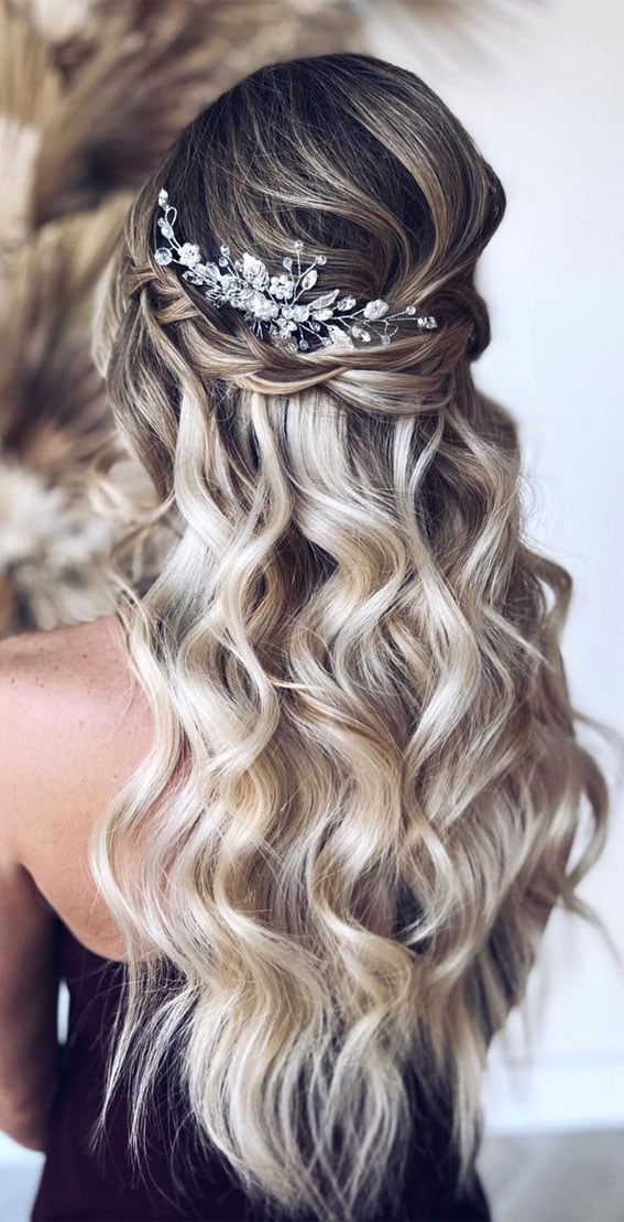 Mid-Back Ash Blonde With Platinum Highlights And Braids — Classy Bridesmaid Hairstyles Half Up