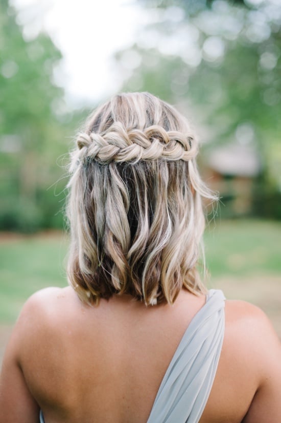Collarbone Ash Blonde Half Up With Braided Headband — Classy Bridesmaid Hairstyles Half Up