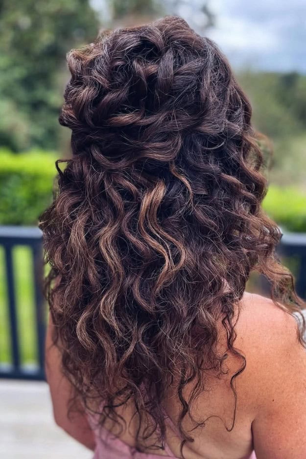 Mid-Back Dark Brown Half Up With Twisted Crown — Classy Bridesmaid Hairstyles Half Up