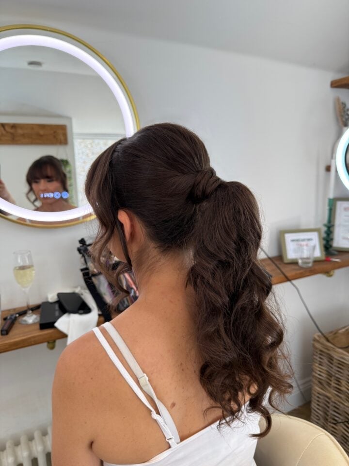 Collarbone Honey Blonde Ponytail With Sleek Finish Collarbone Honey Blonde Ponytail With Sleek Finish — Classy Bridesmaid Ponytail