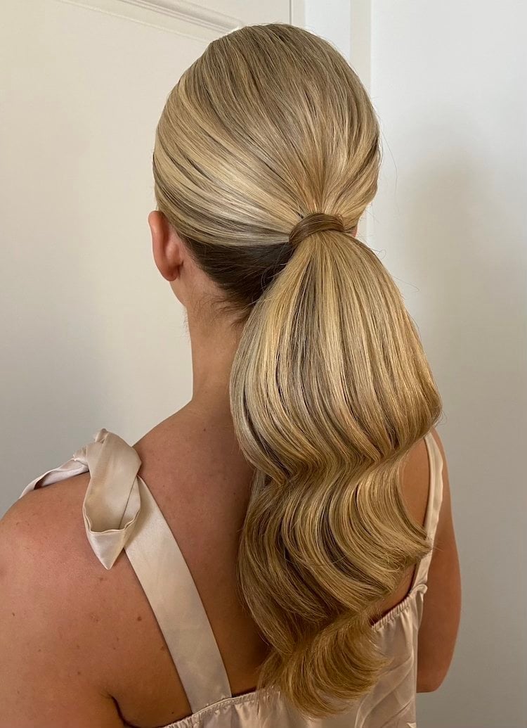 Collarbone Ponytail With Braided Crown Collarbone Ponytail With Braided Crown — Classy Bridesmaid Ponytail