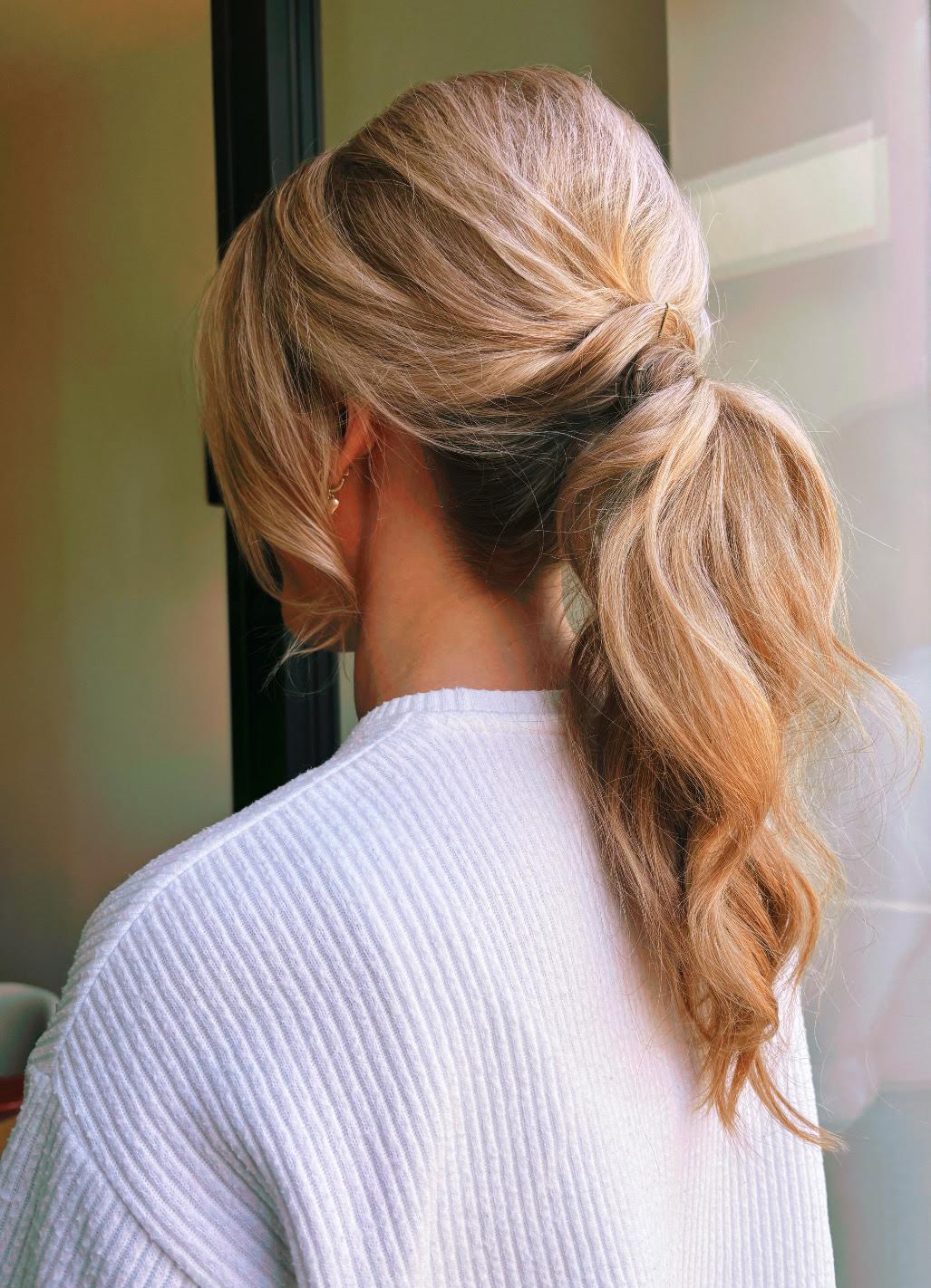 Dark Blonde Ponytail With Glossy Waves Dark Blonde Ponytail With Glossy Waves — Classy Bridesmaid Ponytail