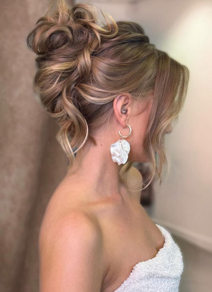 Blonde Textured Chignon With Side Parting Blonde Textured Chignon With Side Parting — Classy Bridesmaid Updos