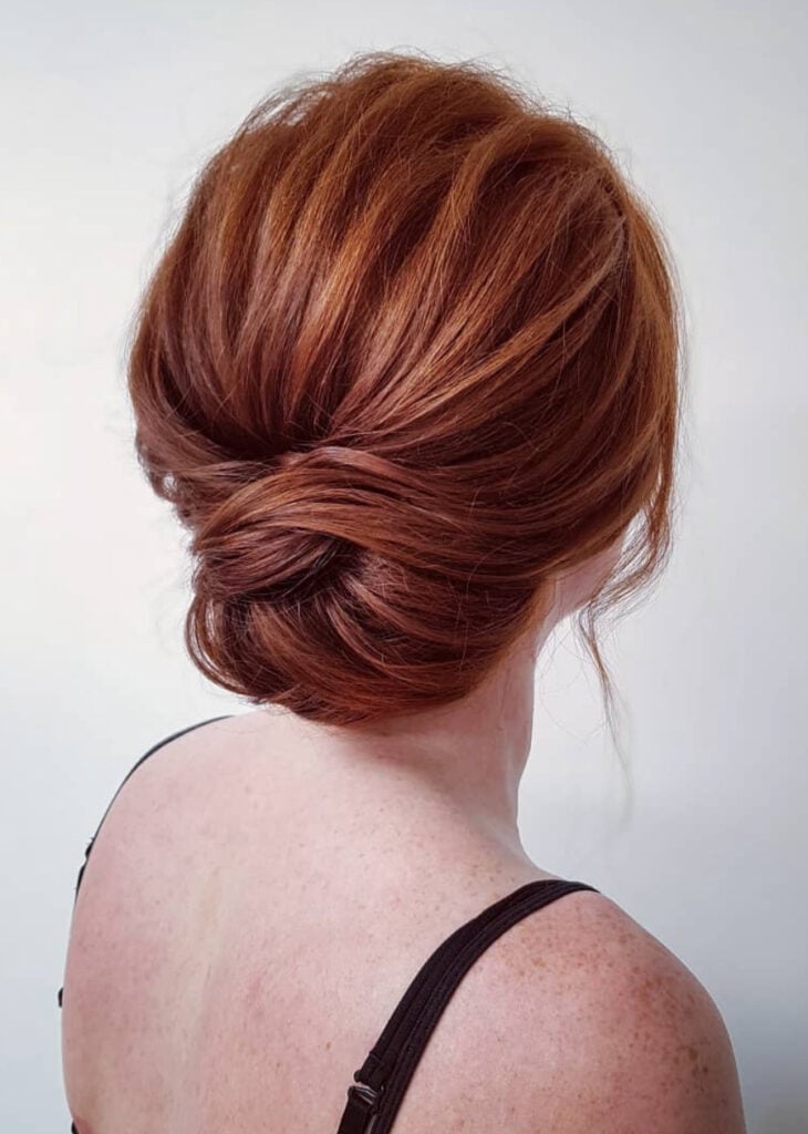 Red Twisted Low Bun Red Twisted Low Bun — Classy Bridesmaid Updos