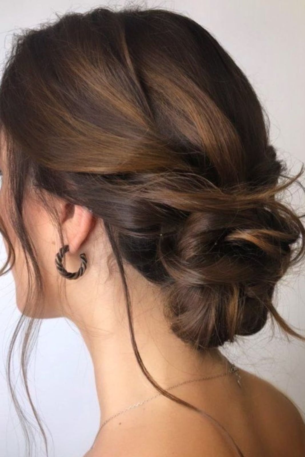 Soft Dark Brown Loose Textured Updo Soft Dark Brown Loose Textured Updo — Classy Bridesmaid Updos