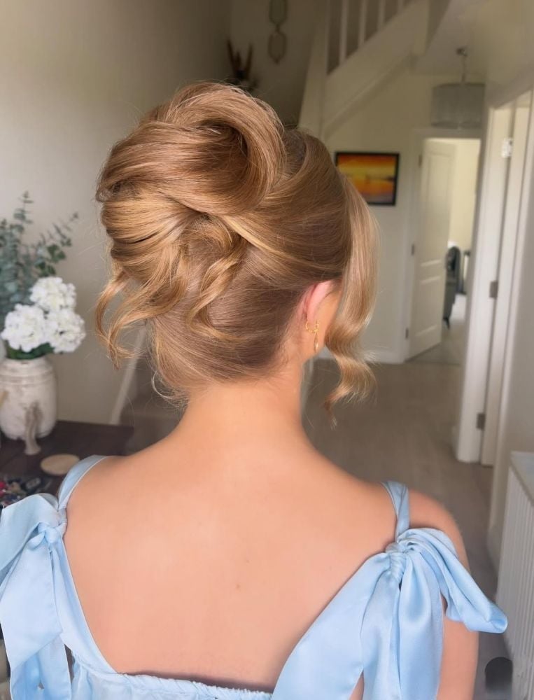 Warm Blonde Elegant Twisted Updo Warm Blonde Elegant Twisted Updo — Classy Bridesmaid Updos
