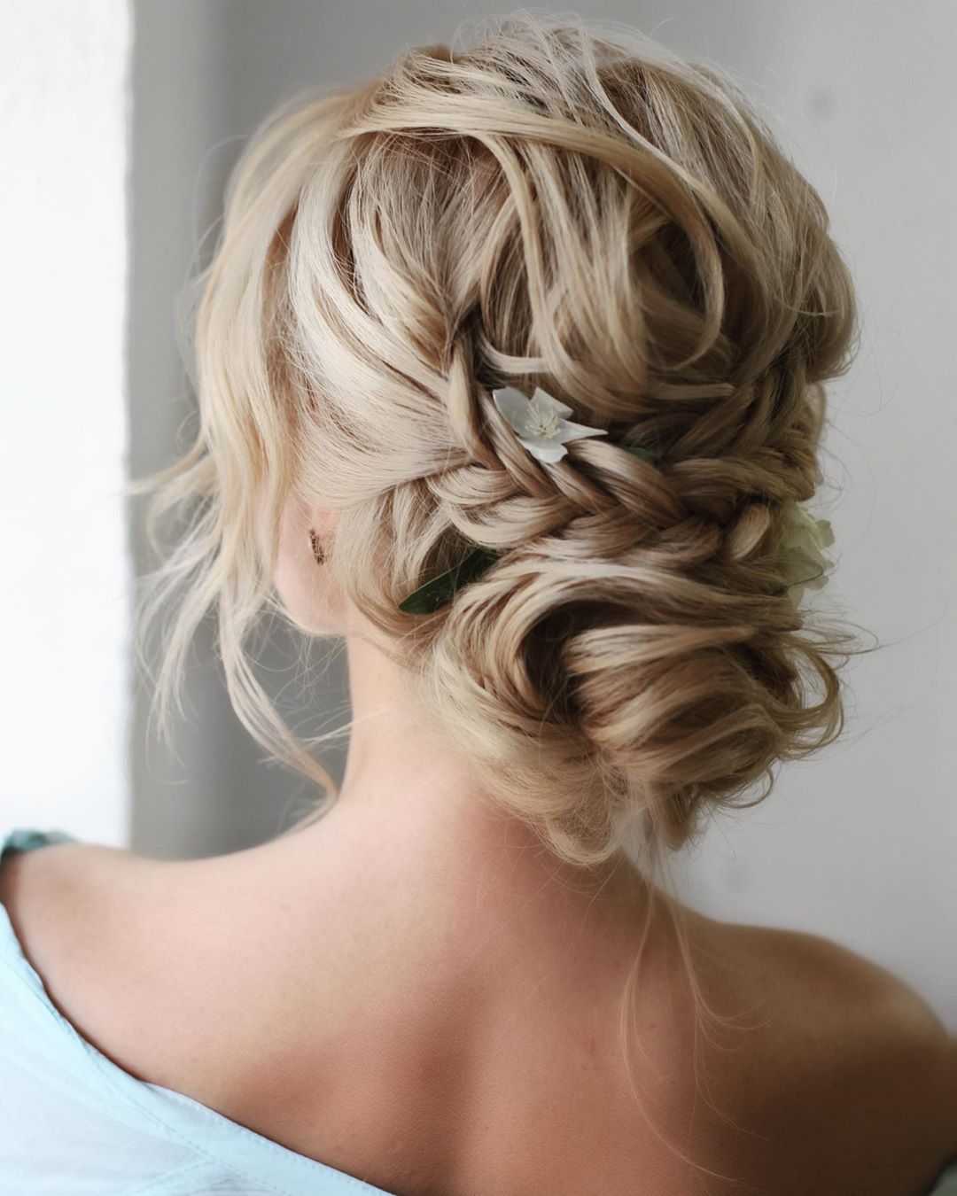 Ash Blonde Textured Low Bun With Braids Ash Blonde Textured Low Bun With Braids — Classy Bridesmaid Updos