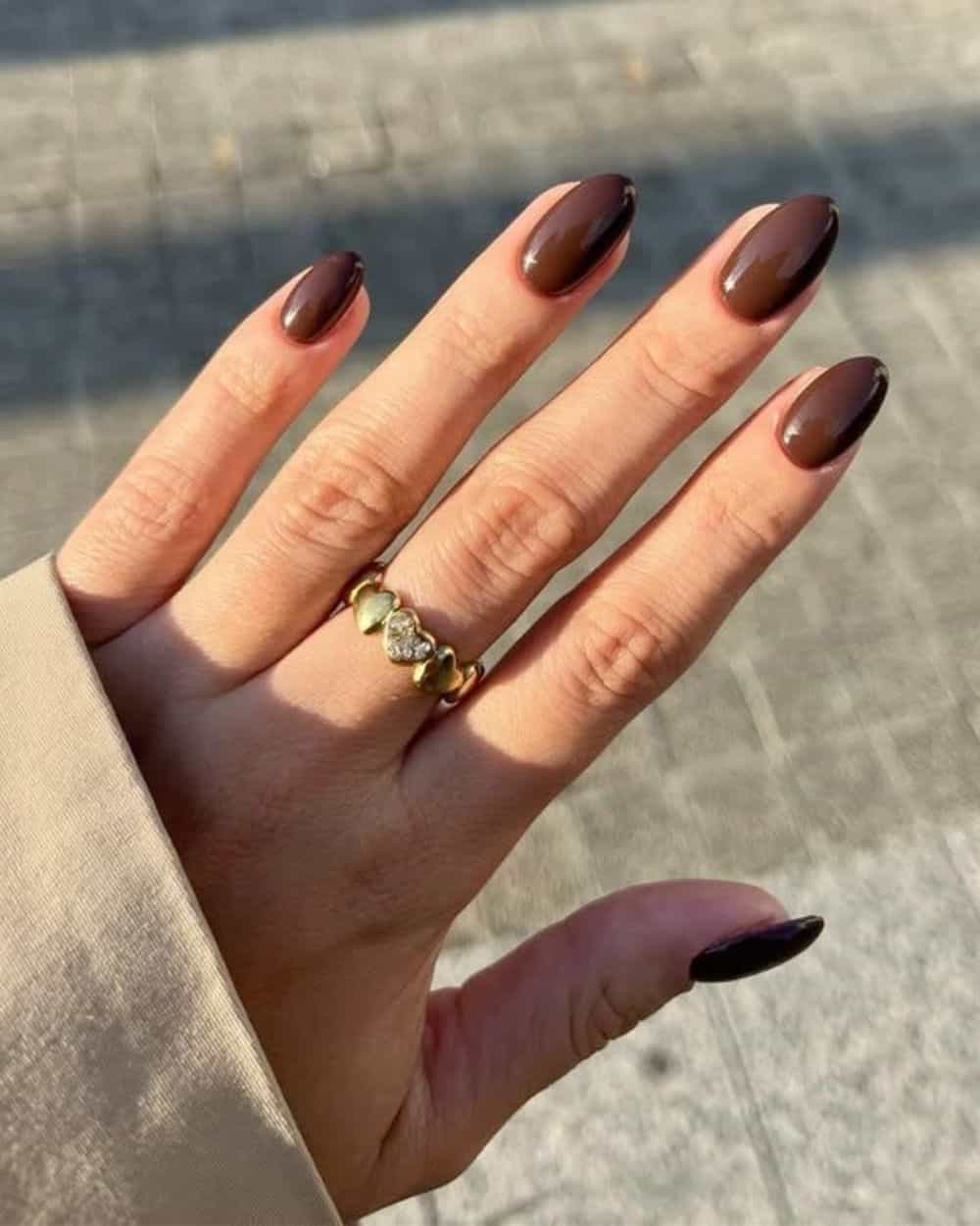 Plaid Design Dark Brown Beige Almond Nails Plaid Design Dark Brown Beige Almond Nails — Classy Brown Almond Nails