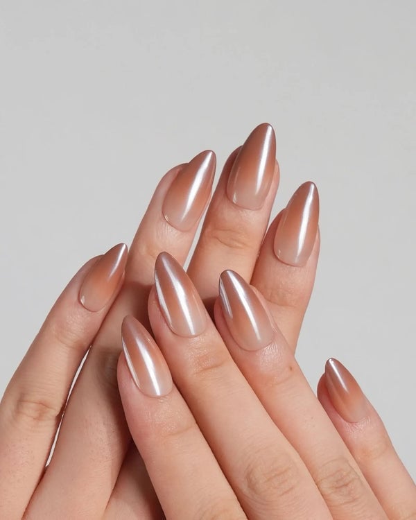 Velvet Matte Ombre Long Almond Nails Velvet Matte Ombre Long Almond Nails — Classy Brown Almond Nails