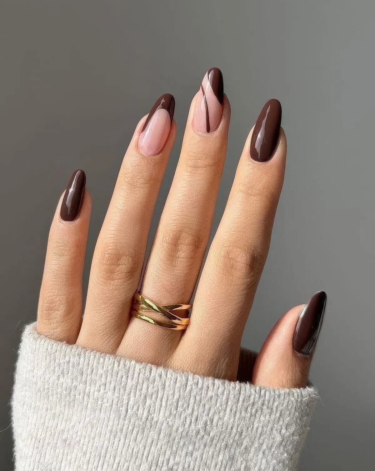 Glossy Long Almond Nails Glossy Long Almond Nails — Classy Brown Almond Nails