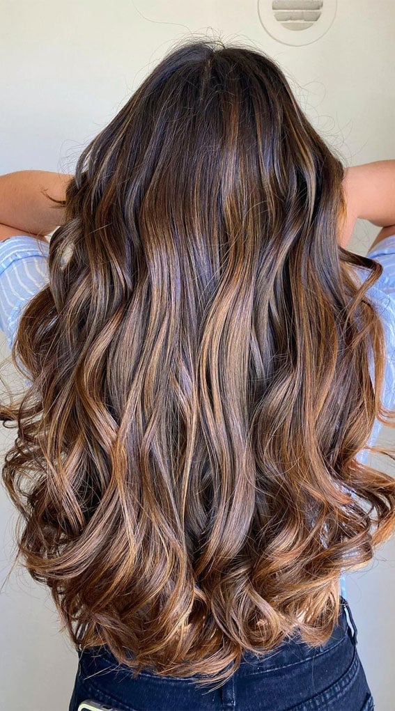 Mid-Back Dark Brunette With Balayage Mid-Back Dark Brunette With Balayage — Classy Brunette Hair Colors