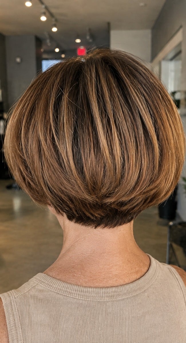 Stacked Bob With Blonde Highlights — Classy Brush Hair