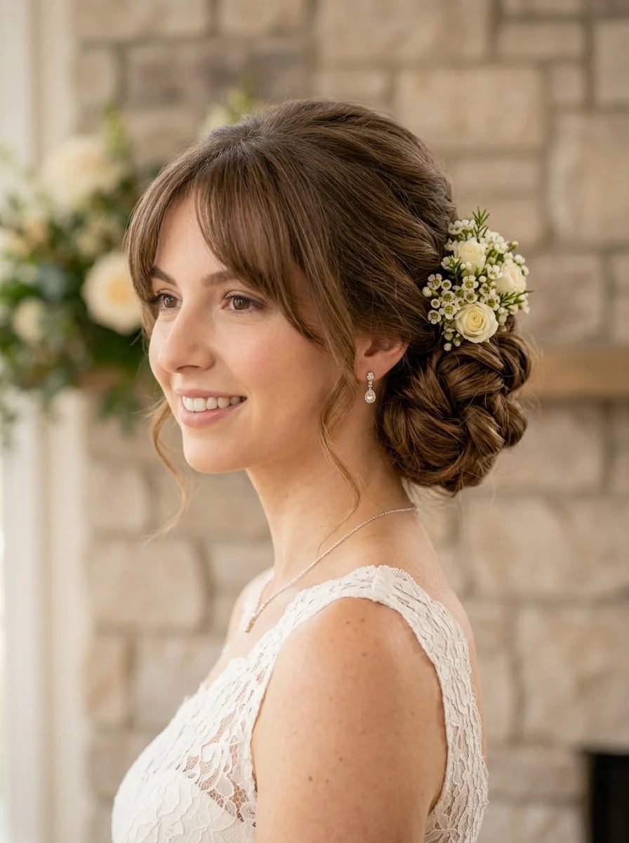 Side View Chignon With Wispy Bangs — Classy Bun and Bang