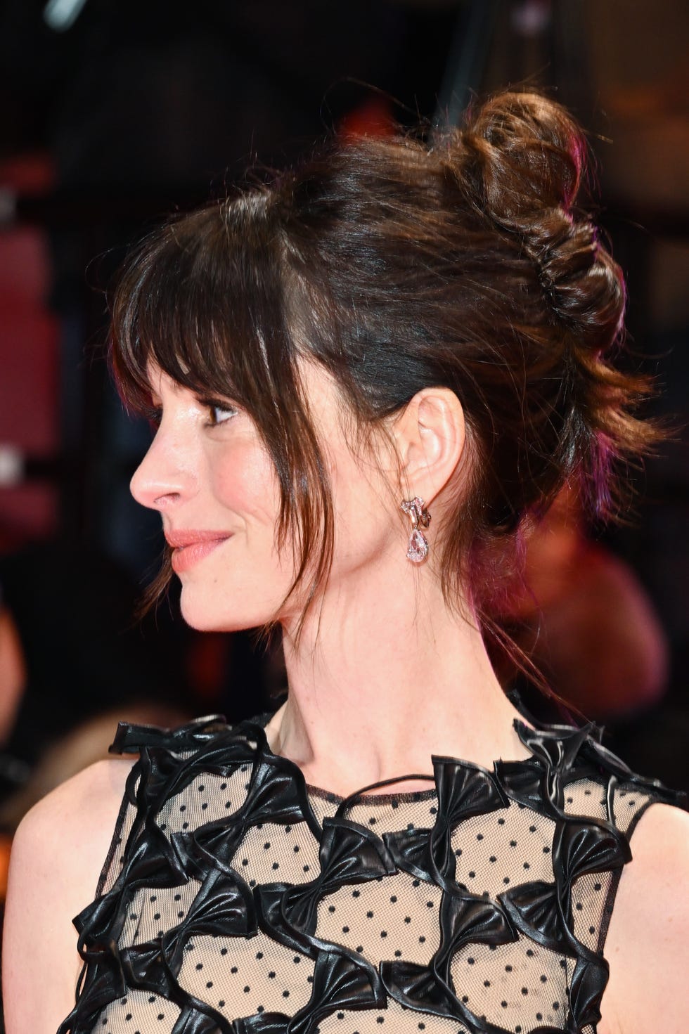 Messy Updo With Wispy Bangs Profile — Classy Bun and Bang