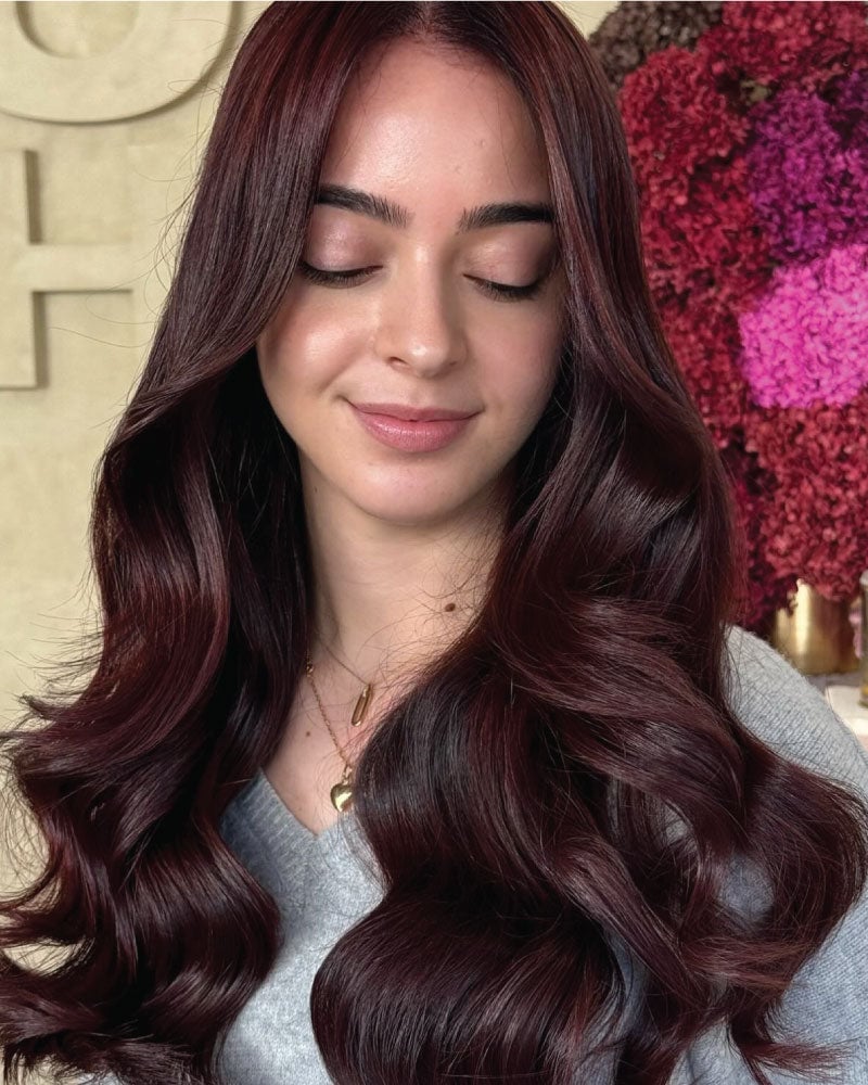 Mid-Back Layers With Loose Waves — Classy Burgundy Highlights