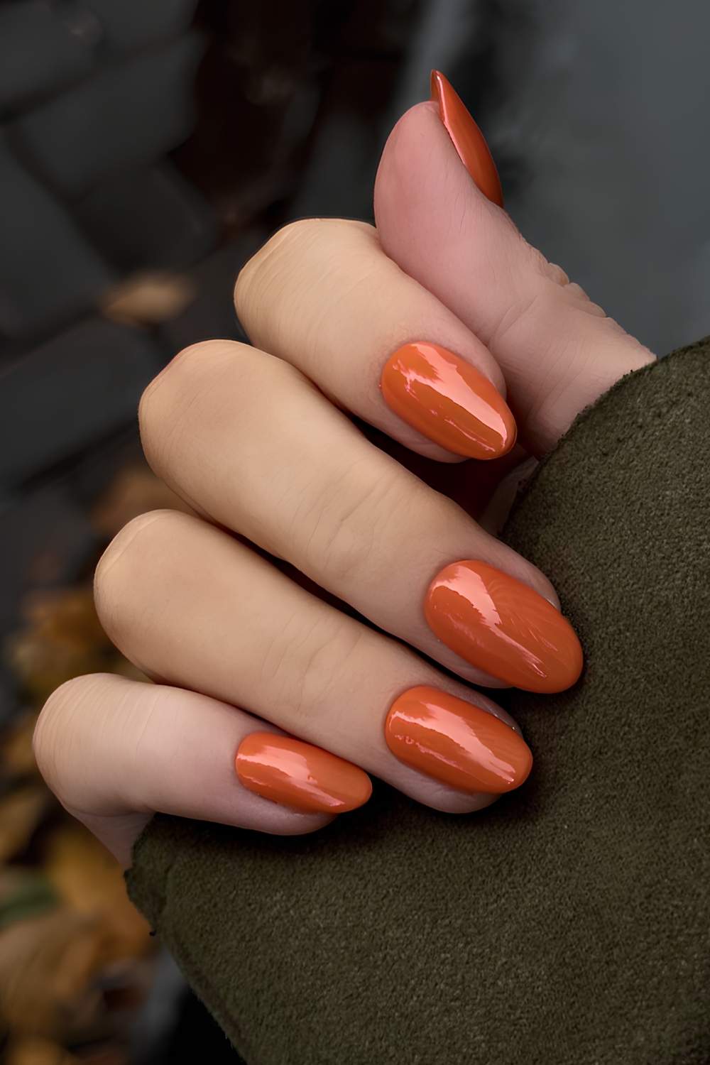 Rich Glossy Burnt Orange Medium Oval Nails, овал Rich Glossy Burnt Orange Medium Oval Nails, овал — Classy Burnt Orange Nails