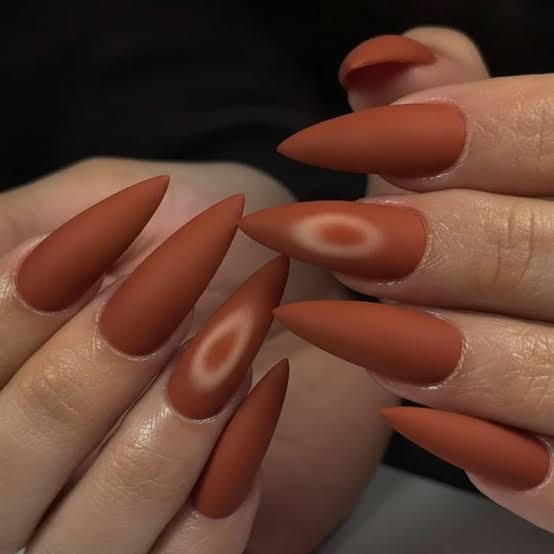 Matte Burnt Orange Aura Oval Short Square Nails Matte Burnt Orange Aura Oval Short Square Nails — Classy Burnt Orange Nails