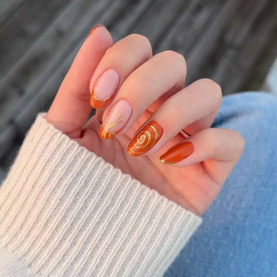 Classy Short Manicures for Fall Classy Short Manicures for Fall — Classy Burnt Orange Nails