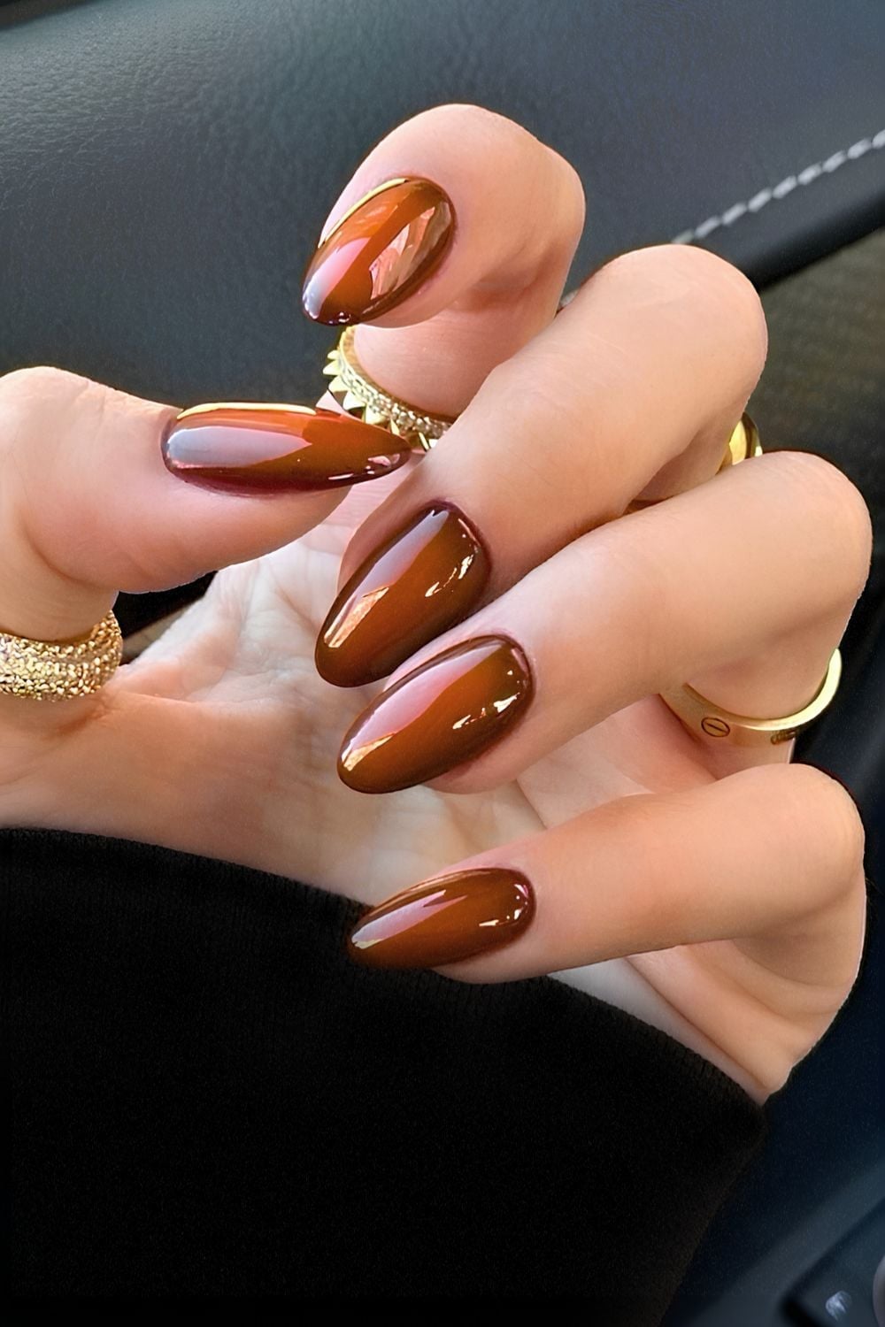 Deep Glossy Burnt Orange Medium Oval Nails Deep Glossy Burnt Orange Medium Oval Nails — Classy Burnt Orange Nails