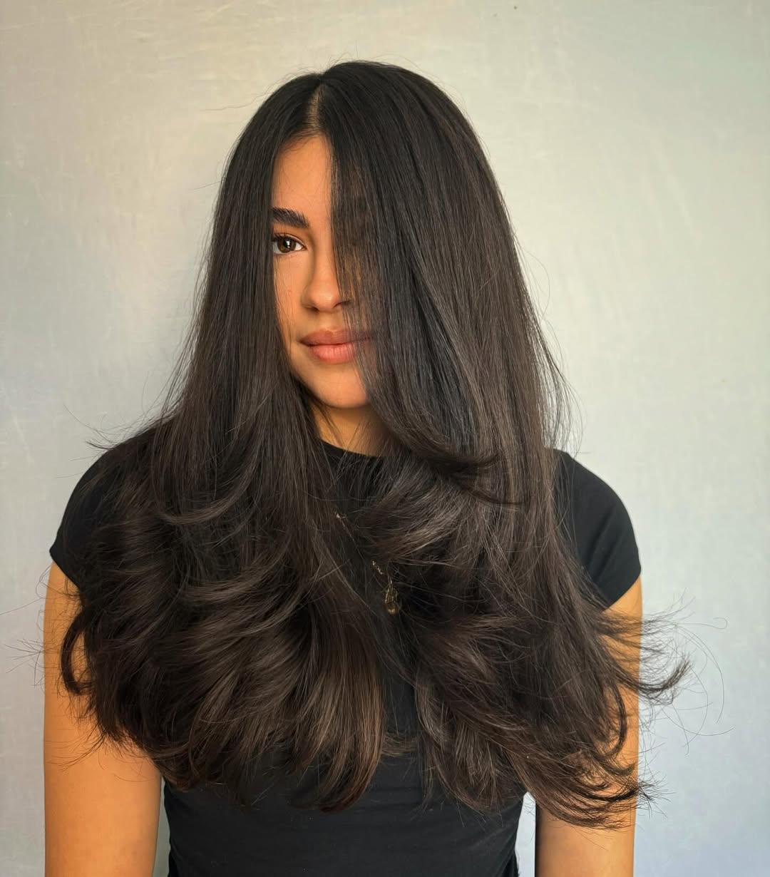 Mid-Back Butterfly Layers With Glossy Finish Mid-Back Butterfly Layers With Glossy Finish — Classy Butterfly Hair