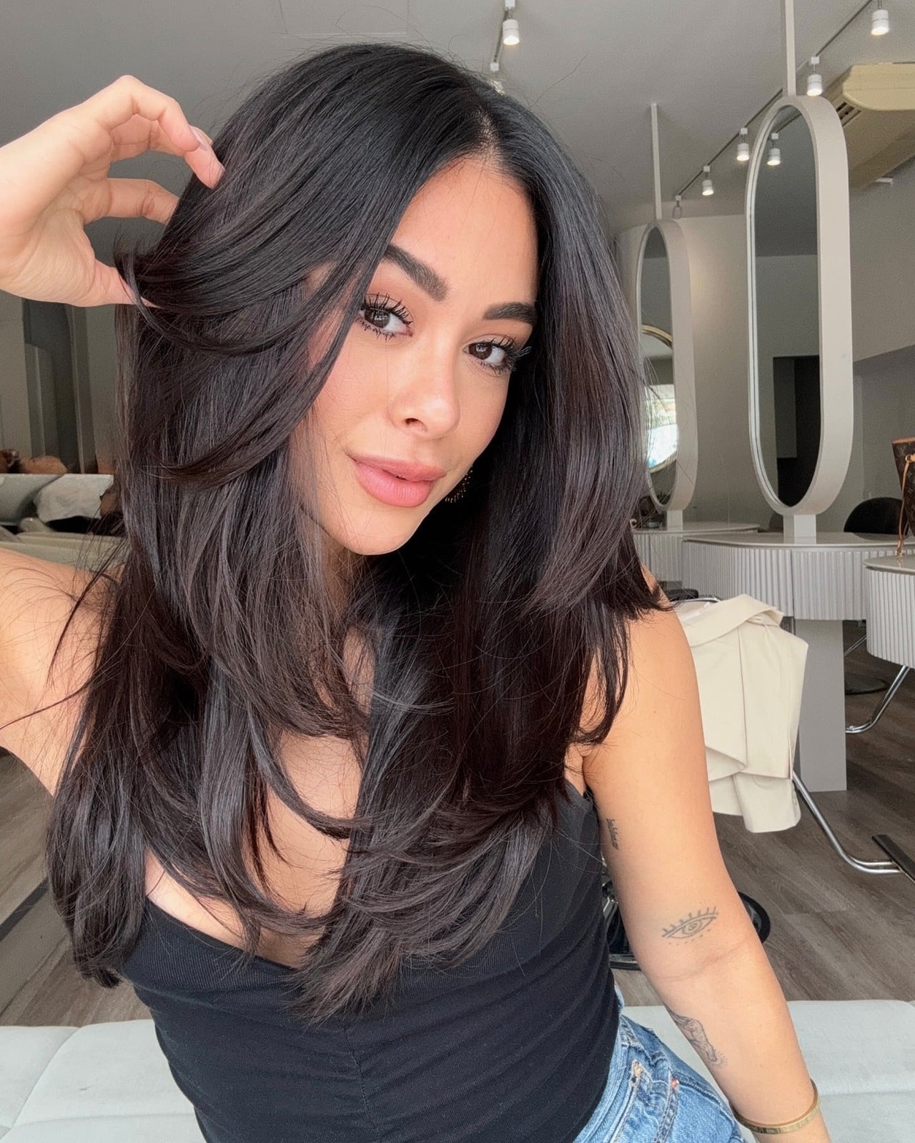 Mid-Back Length With Long Flowing Layers Mid-Back Length With Long Flowing Layers — Classy Butterfly Haircut