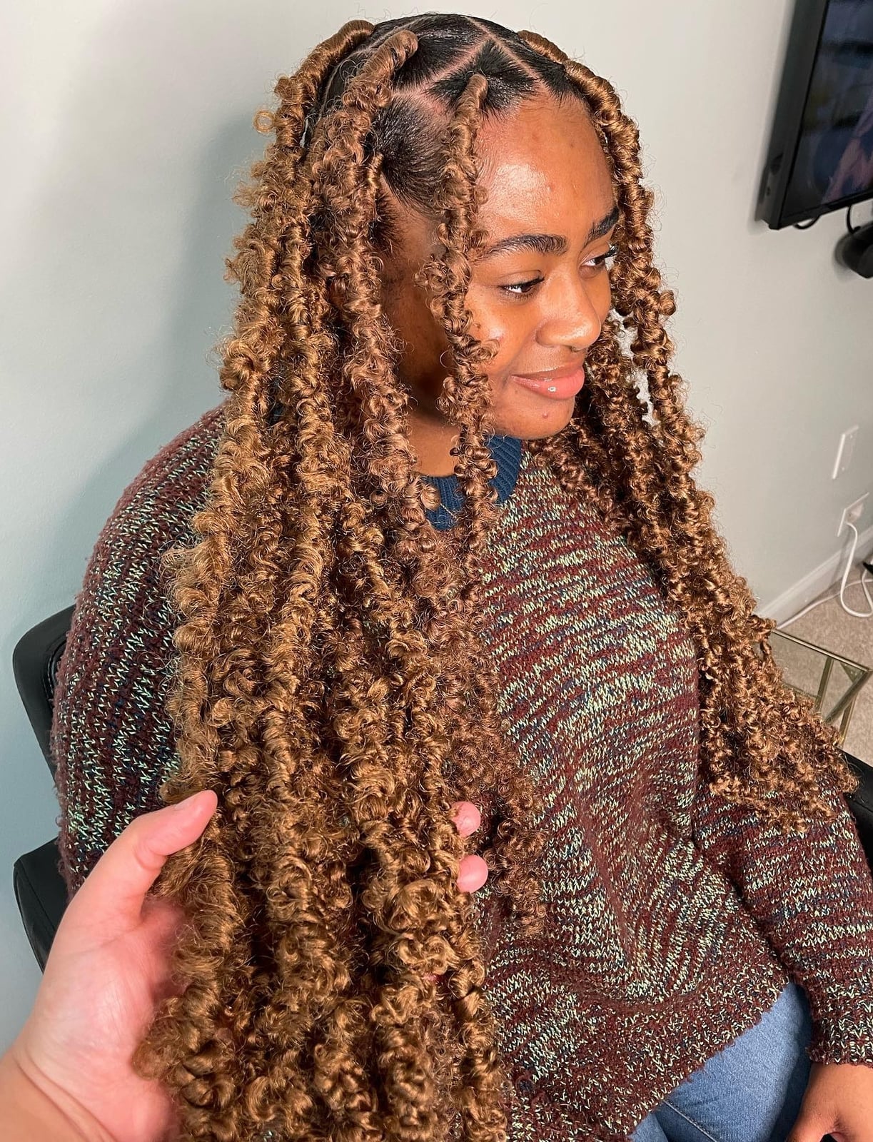 Mid-Back Medium Brown Locs With Blonde Highlights — Classy Butterfly Locs
