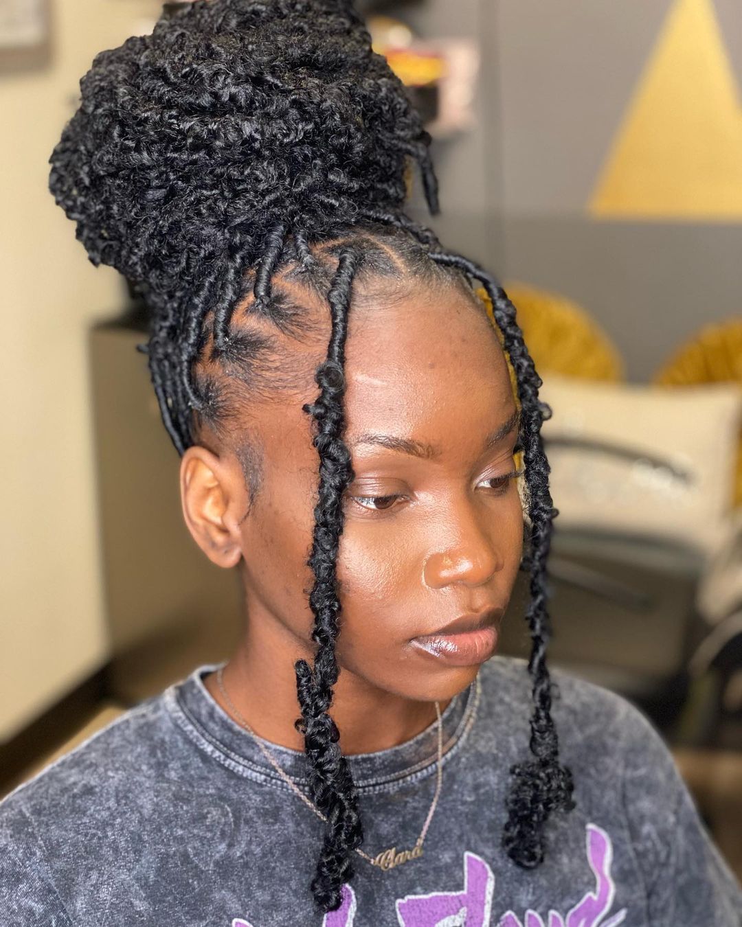 Black Butterfly Locs In A High Bun — Classy Butterfly Locs