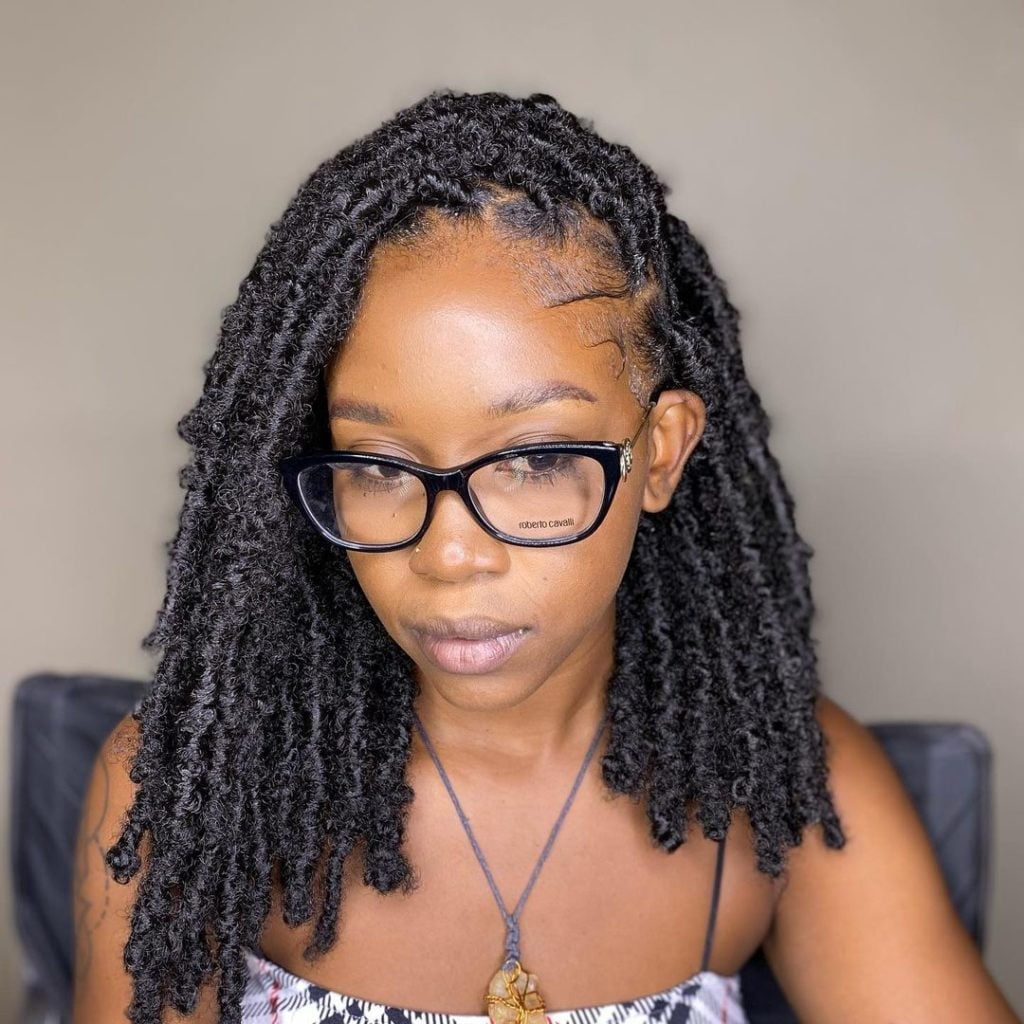 Collarbone Butterfly Locs With Curtain Bangs — Classy Butterfly Locs