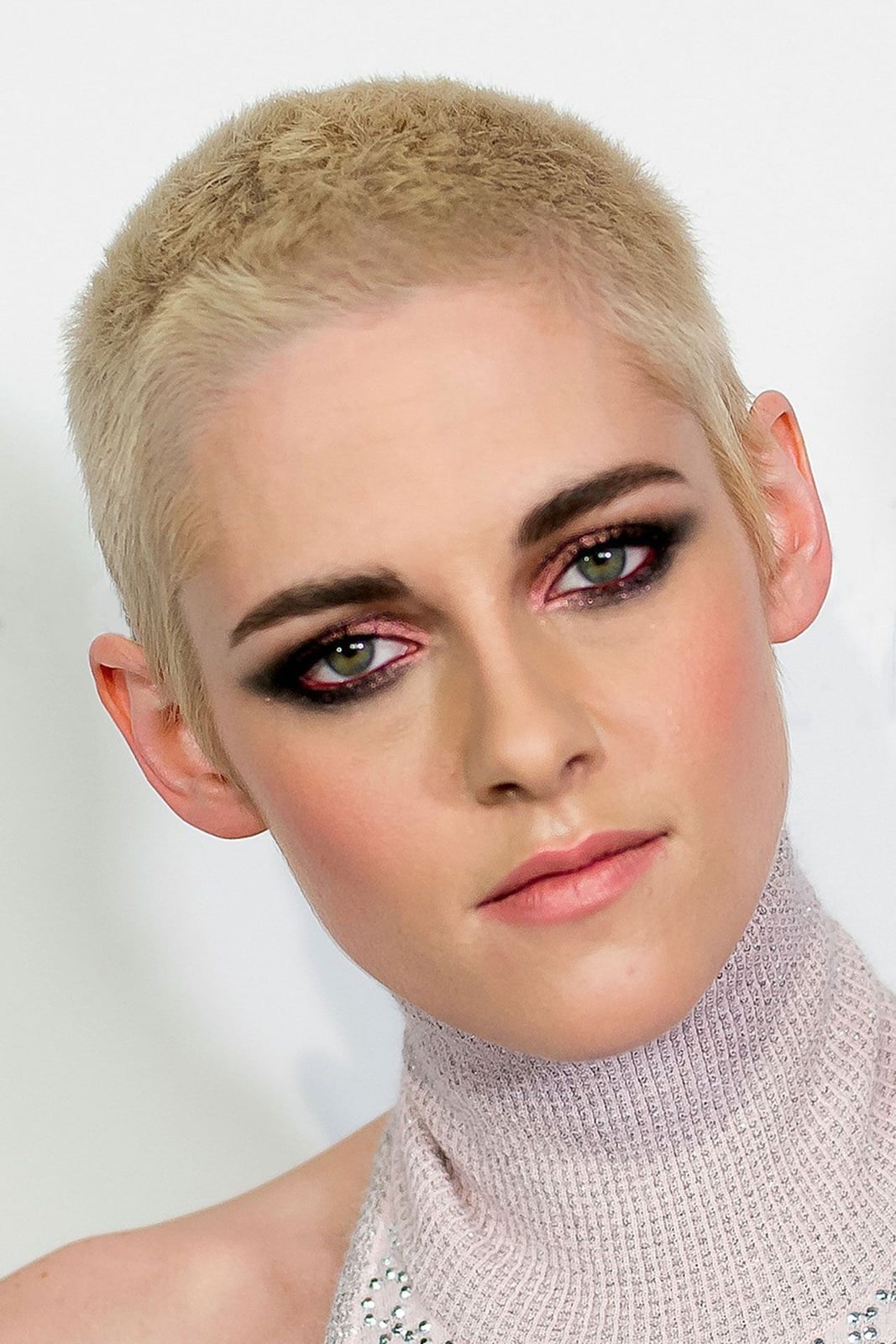 Blonde Buzz Cut With Pink Turtleneck Blonde Buzz Cut With Pink Turtleneck — Classy Buzz Cut