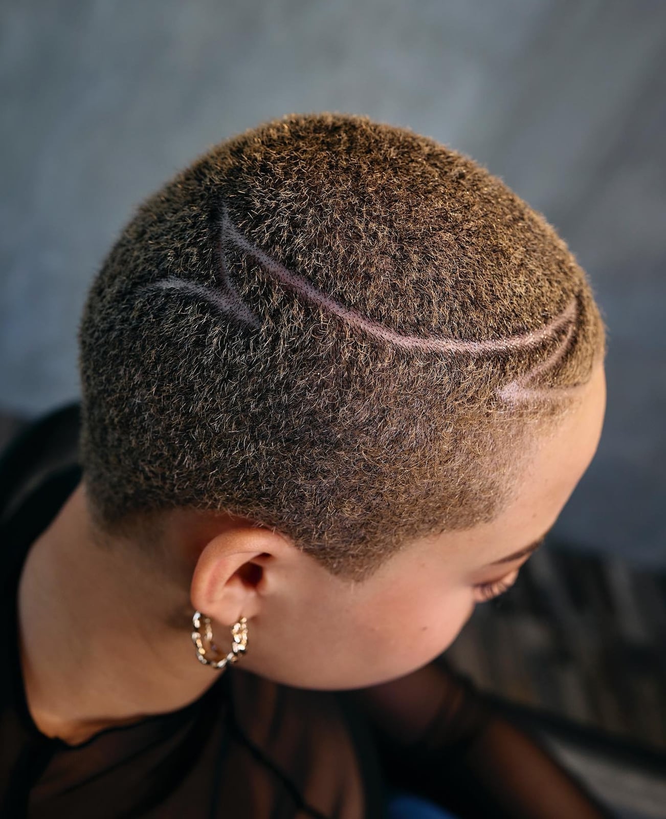 Buzz Cut With Geometric Design And Sheer Top Buzz Cut With Geometric Design And Sheer Top — Classy Buzz Cut