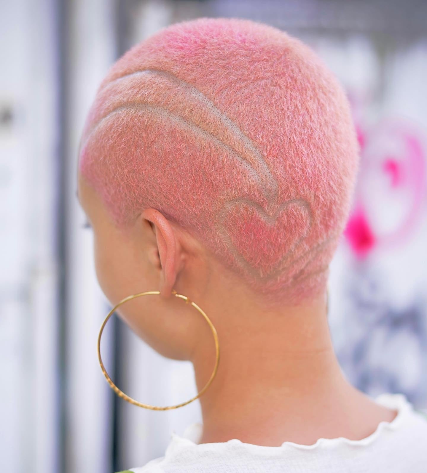 Pink Buzz Cut With Geometric Design Pink Buzz Cut With Geometric Design — Classy Buzz Cut