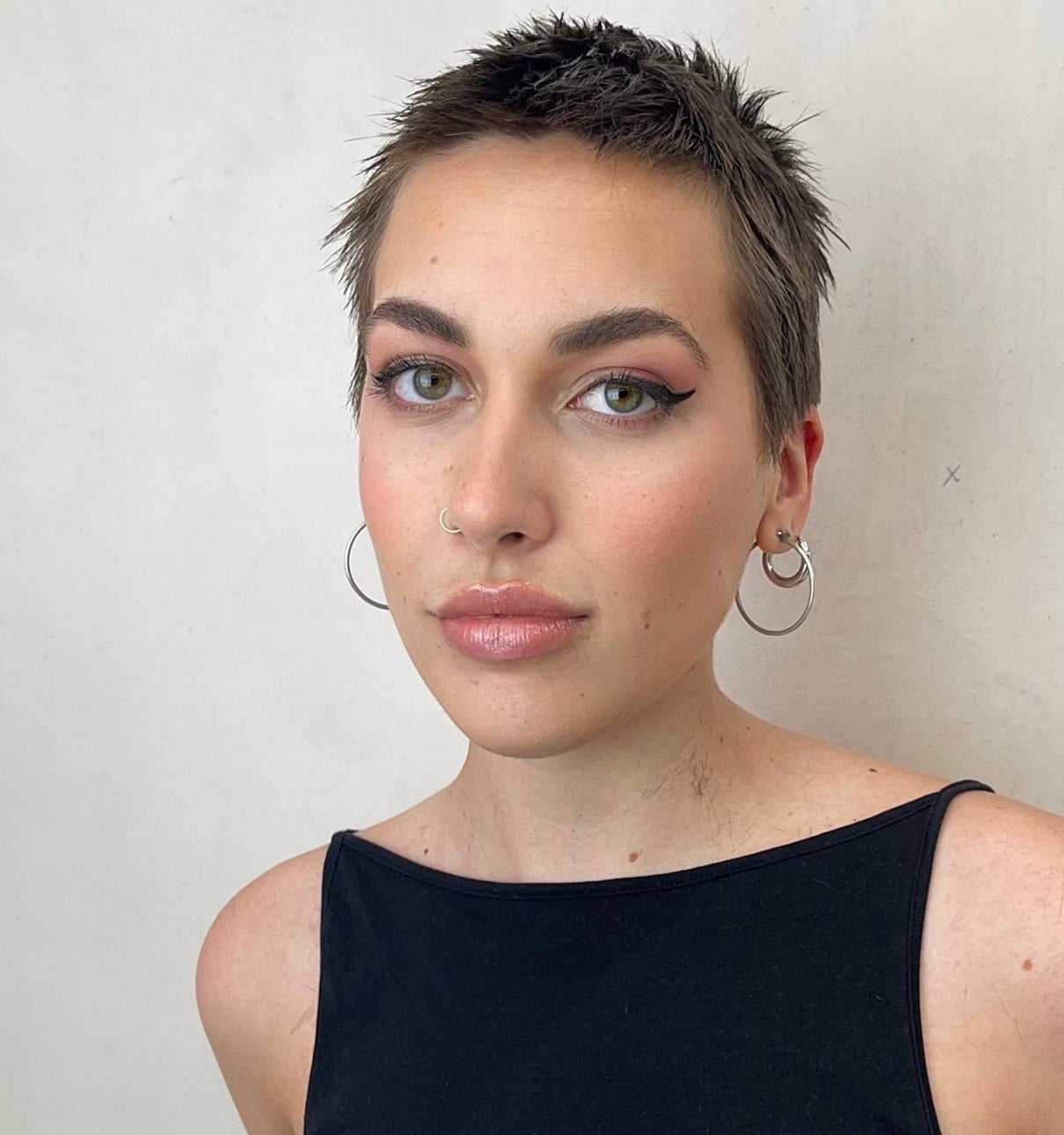 Textured Buzz Cut With Black Tank Top Textured Buzz Cut With Black Tank Top — Classy Buzz Cut