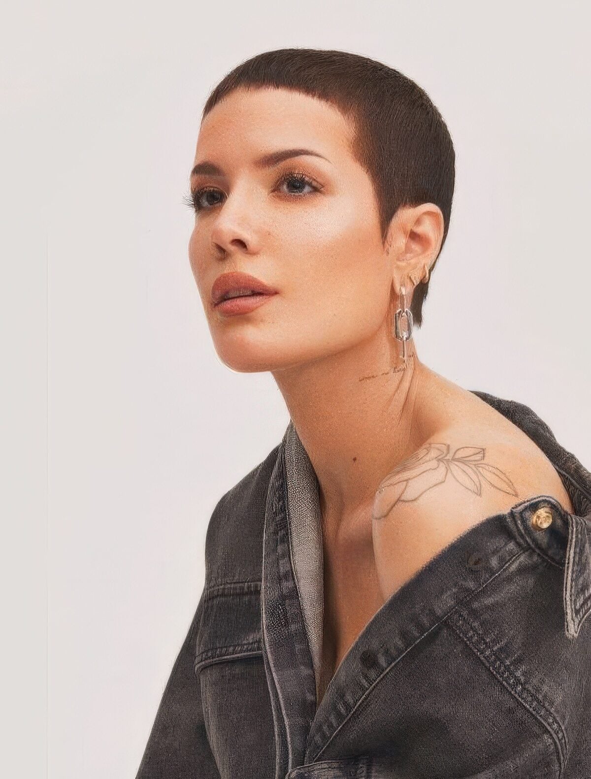 Dark Brown Buzz Cut With Denim Jacket Dark Brown Buzz Cut With Denim Jacket — Classy Buzz Cut