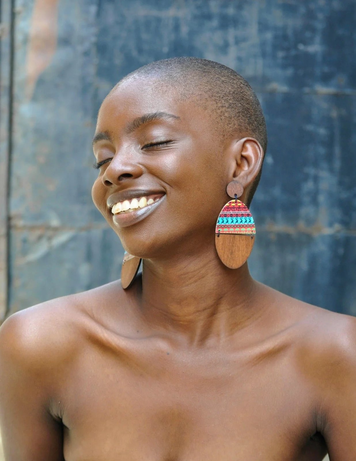 Close Shaved Head With Wooden Earrings Close Shaved Head With Wooden Earrings — Classy Buzz Cut