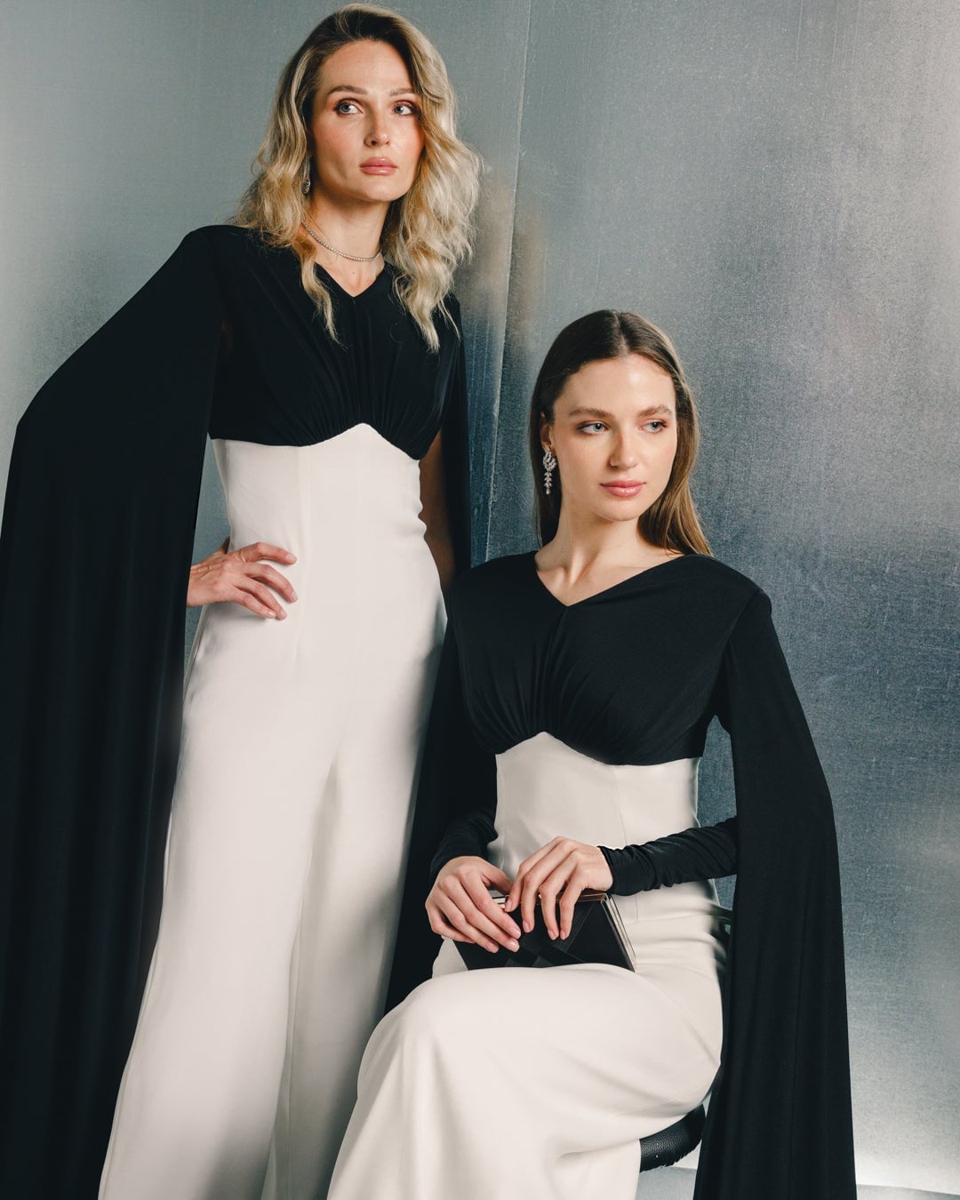 Jumpsuits With Dramatic Cape Sleeves for Evening Jumpsuits With Dramatic Cape Sleeves for Evening — Classy Cape Outfits