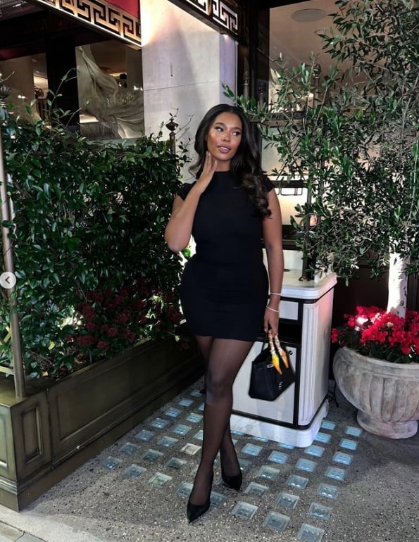 Fitted Black Mini Dress with Sheer Tights Fitted Black Mini Dress with Sheer Tights — Classy Casual Date Night Outfit