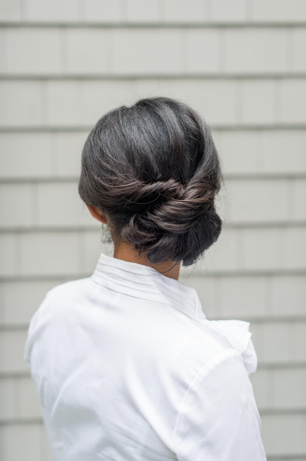 Long Low Side Bun With Smooth Finish Long Low Side Bun With Smooth Finish — Classy Casual Hairstyles