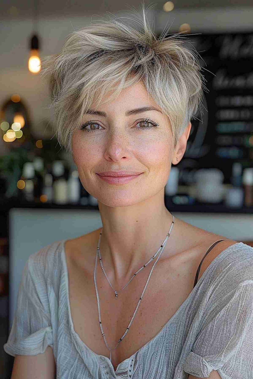 Textured Ash Blonde Pixie Cut Textured Ash Blonde Pixie Cut — Classy Casual Hairstyles