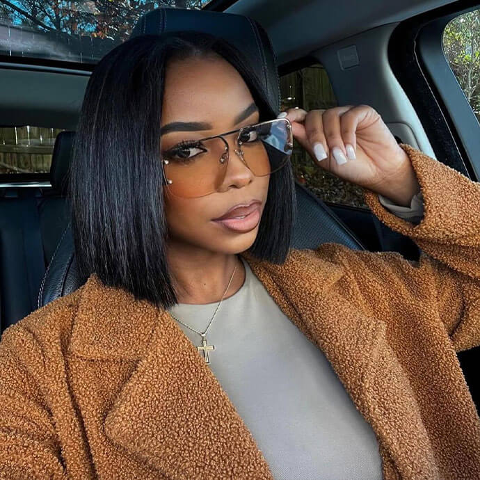 Chin Length Blunt Bob In Black Chin Length Blunt Bob In Black — Classy Casual Hairstyles