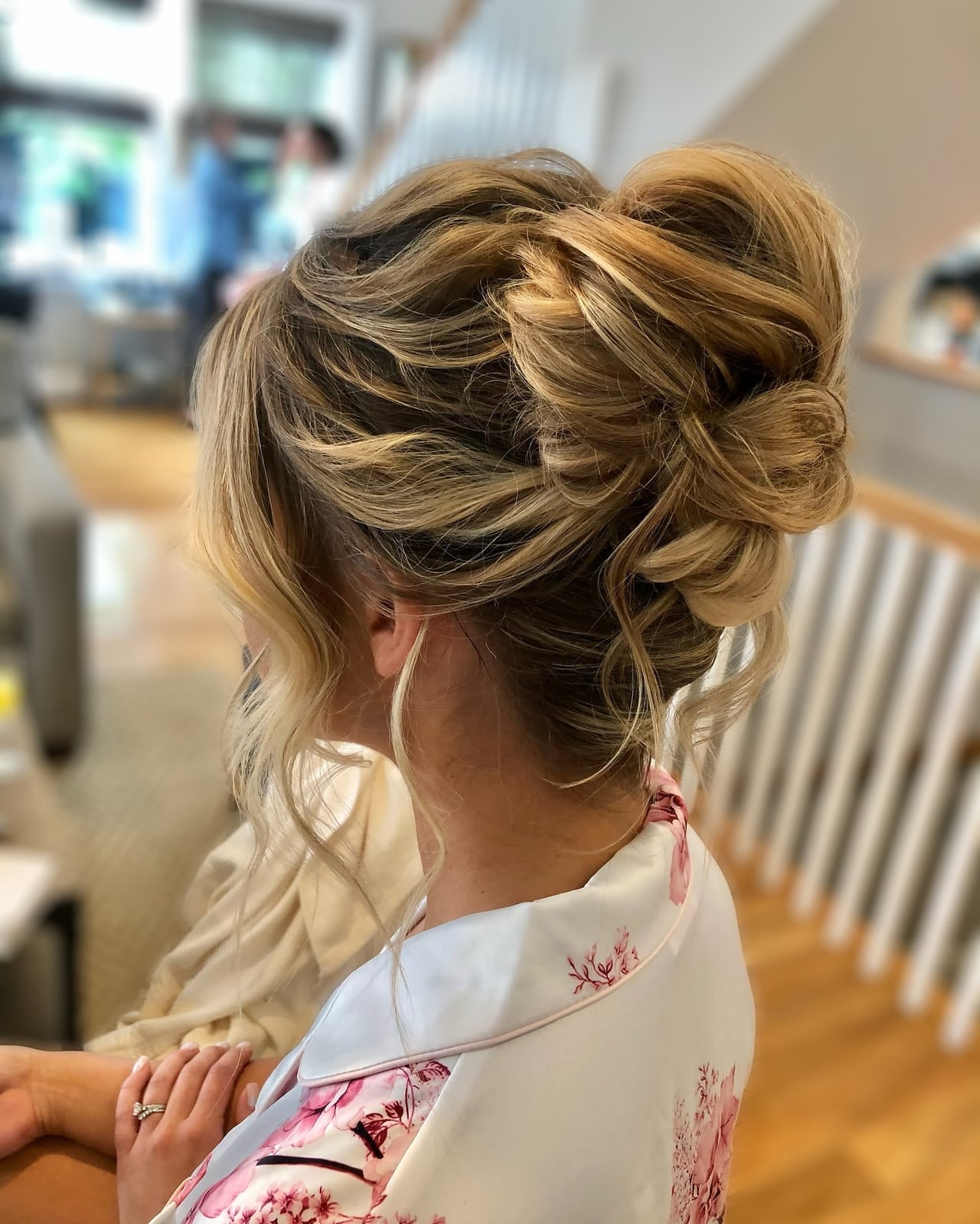 Blonde Voluminous Updo Bun With Face-Framing Pieces Blonde Voluminous Updo Bun With Face-Framing Pieces — Classy Casual Updo