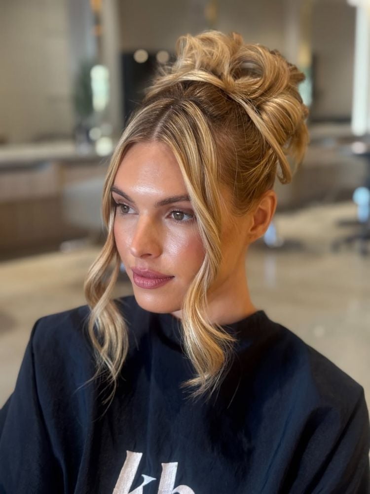 Loose Blonde Updo With Curled Tendrils Loose Blonde Updo With Curled Tendrils — Classy Casual Updo