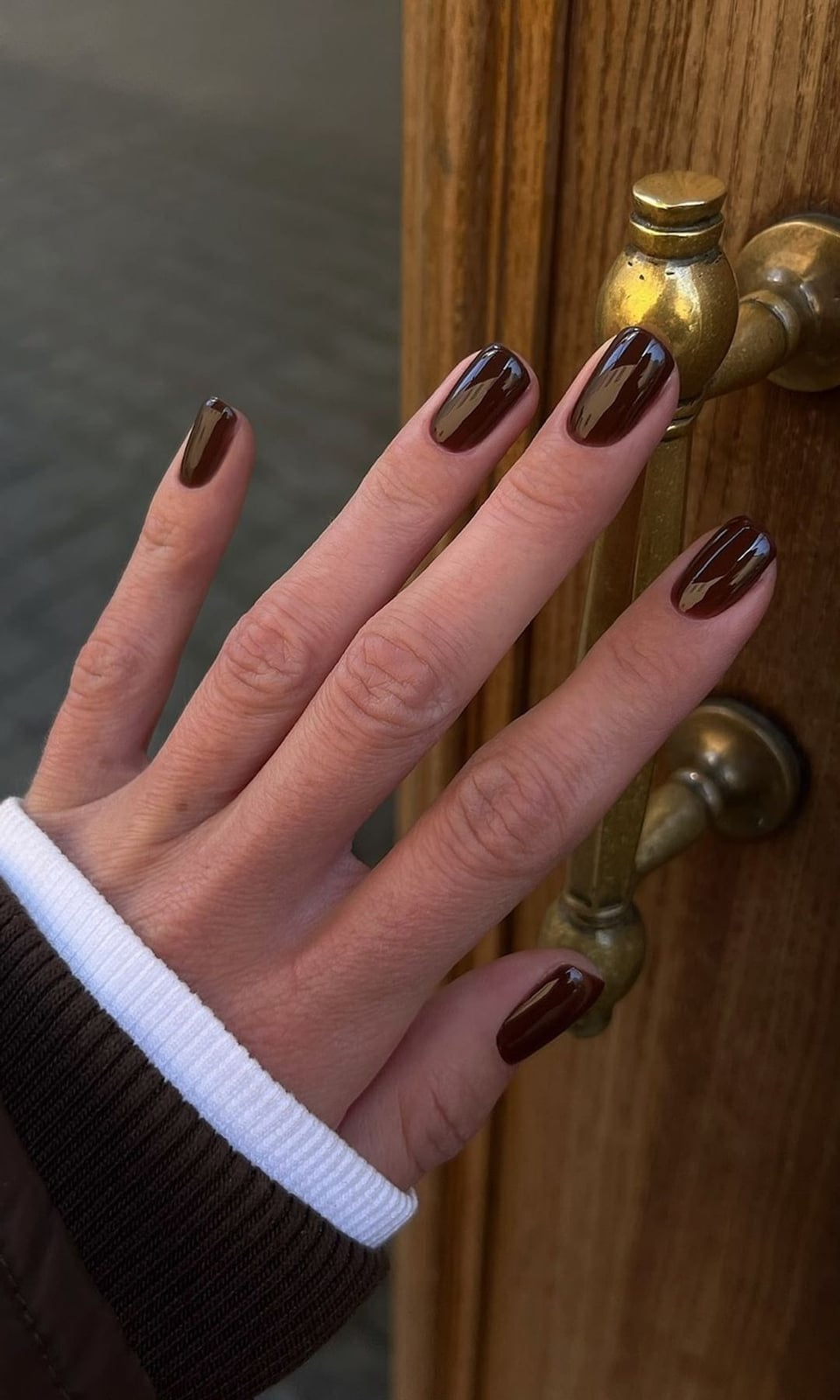 Short Oval Rich Chocolate High Gloss Nails — Classy Chocolate Nails