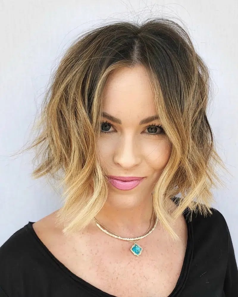 Chin Length Bob With Blonde Balayage Chin Length Bob With Blonde Balayage — Classy Choppy Bob Haircuts