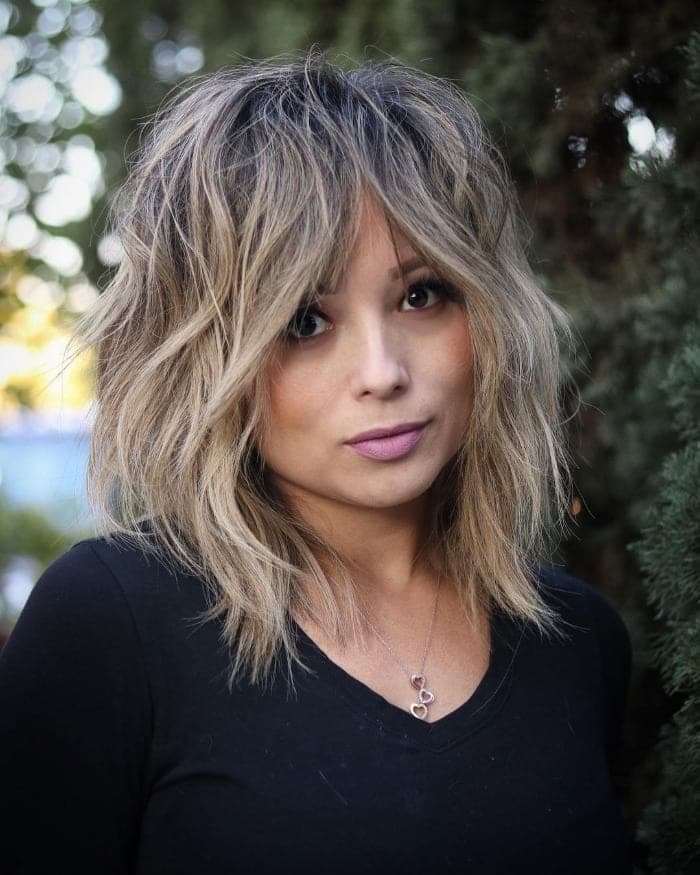 Ash Blonde Collarbone Shag With Wispy Bangs — Classy Choppy Layers