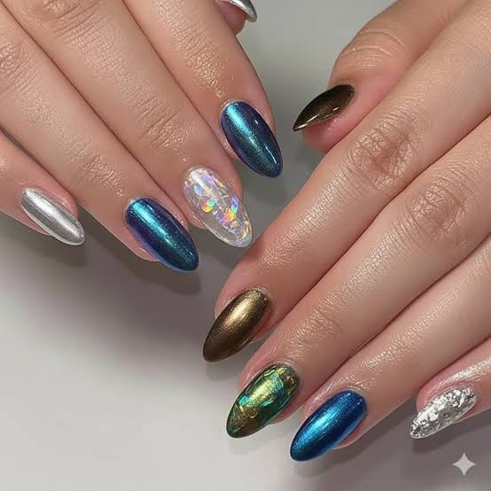 Medium Oval Multi-Chrome Finishes — Classy Chrome Nails