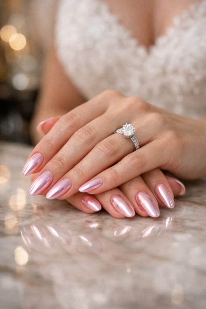 Luxurious Rose Gold Chrome Stiletto Nails — Classy Chrome Nails