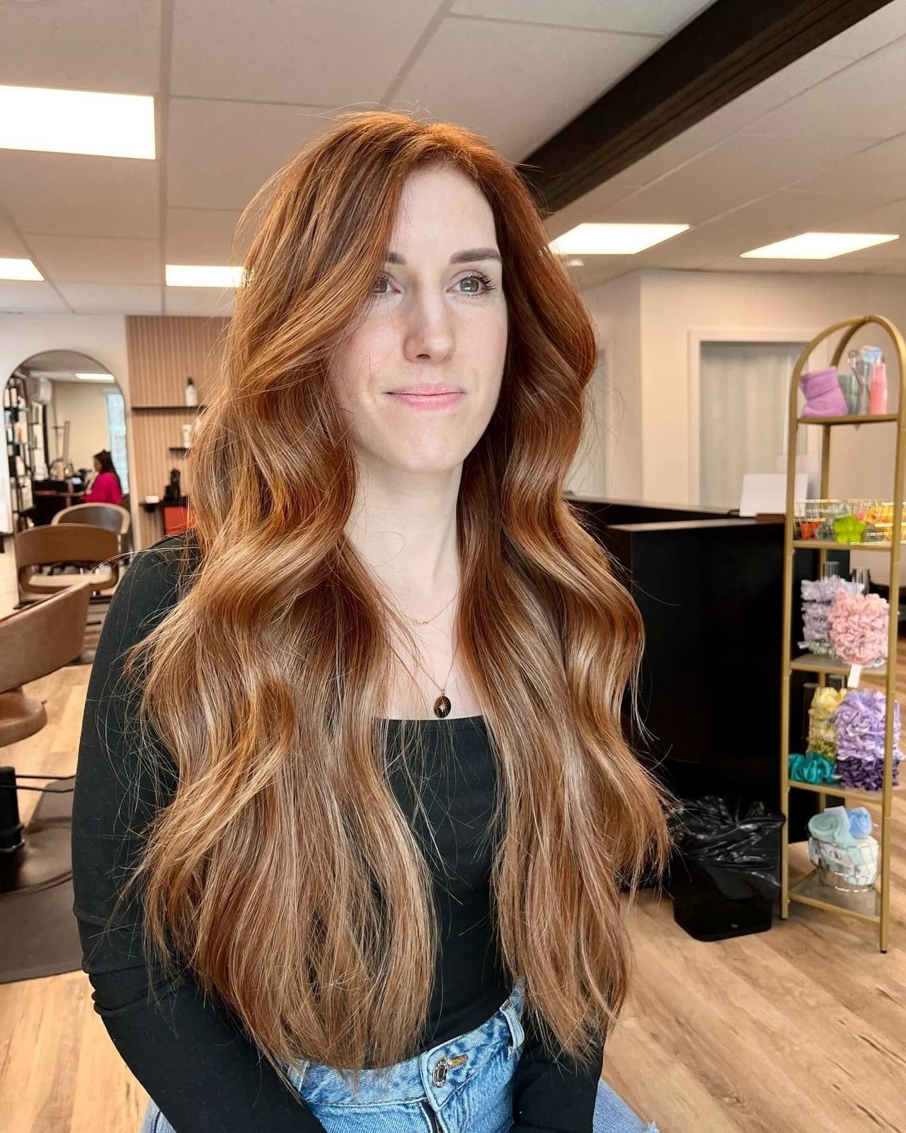 Mid-Back Vibrant Cinnamon Red Waves, Wavy — Classy Cinnamon Hair