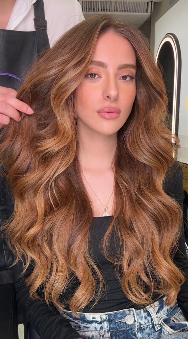 Mid-Back Balayage With Side Part — Classy Cinnamon Hair