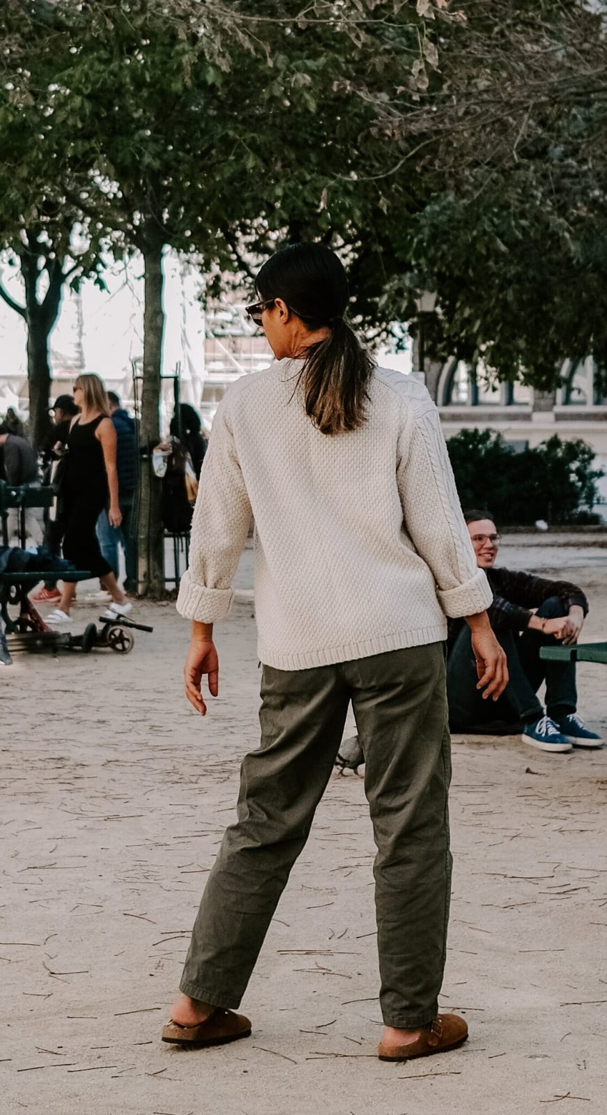 Brown Leather Clogs with Cable Knit Sweater Brown Leather Clogs with Cable Knit Sweater — Classy Clogs Outfits